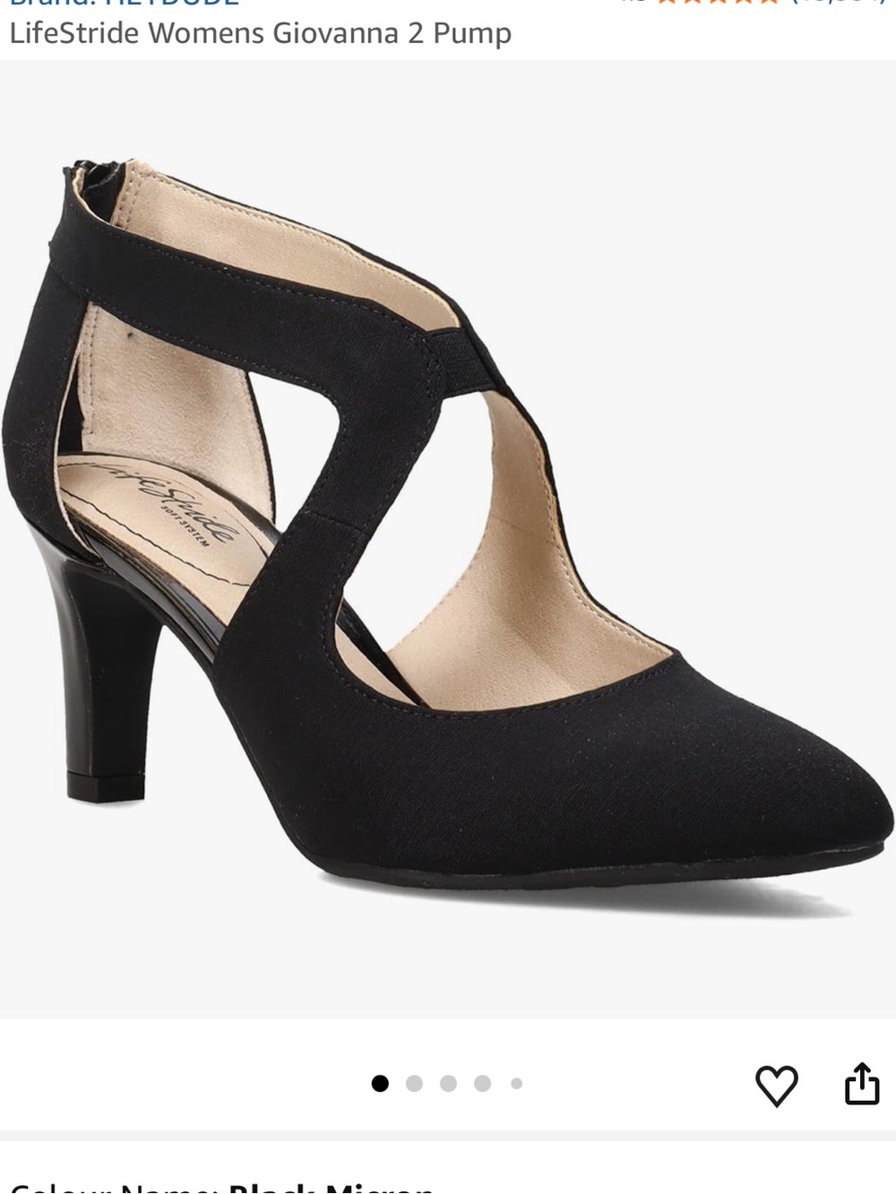 LIFE STRIDE Womens Giovanna 2 Pump Heels Pointed Toe Black Flex SZ 10W Like NEW